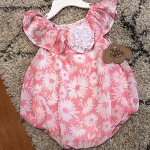 Pink floral bubble romper NWT